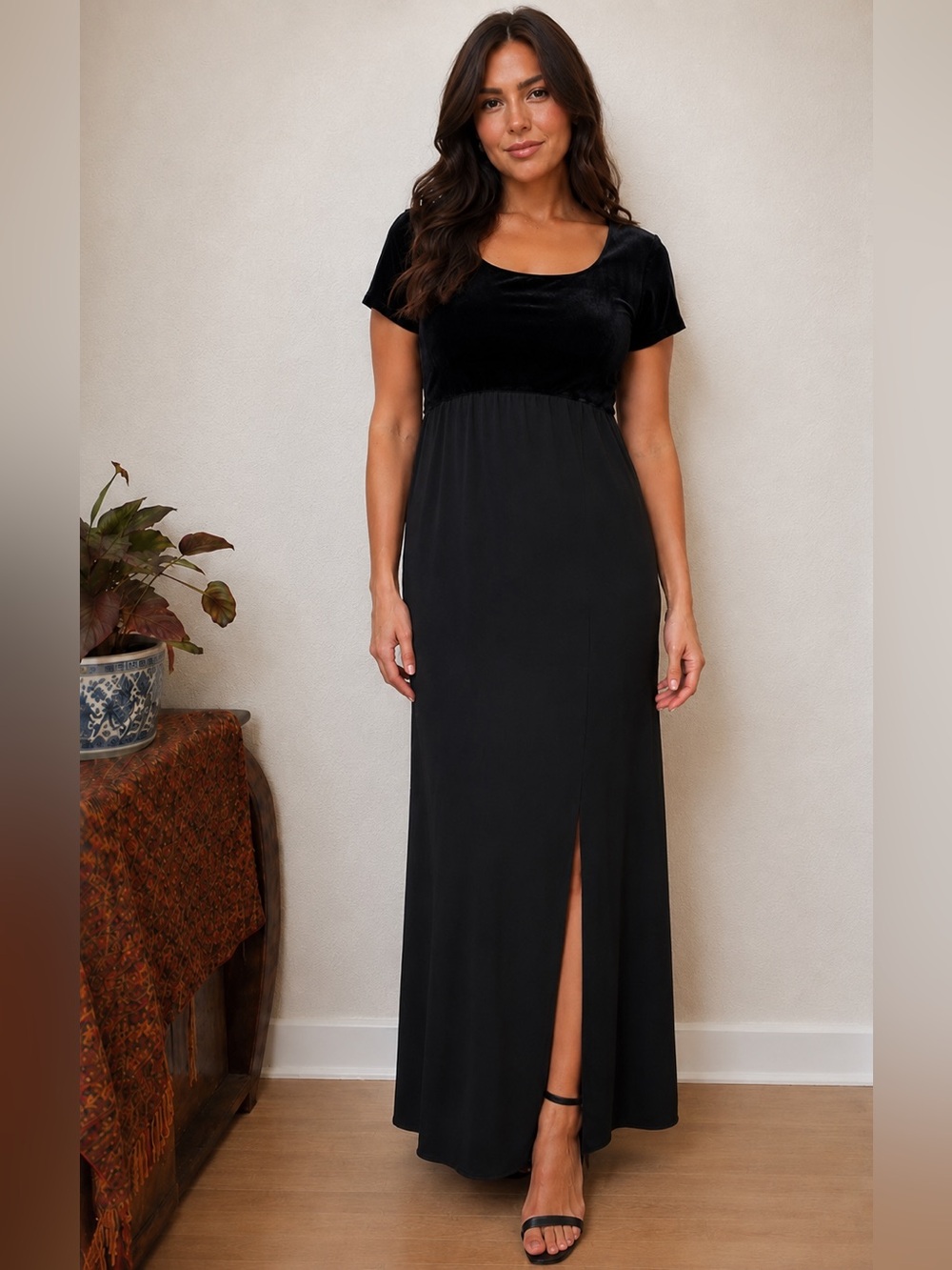 Vintage Jeffrey & Dara Evenings by Tom Barra Black Maxi Dress